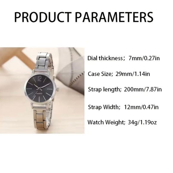 Minimalist Round Pointer Quartz Watch & LOVE Engraved Bracelet - Picture 2 of 4